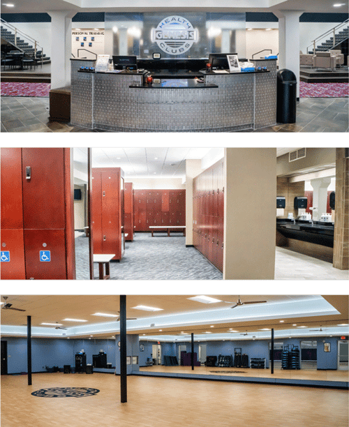 New lobby, locker rooms, and group exercise studios